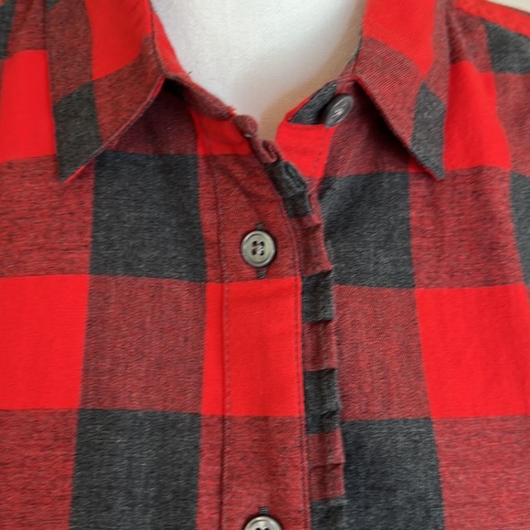Banana Republic red / charcoal check flannel shirt - Picture 3 of 11